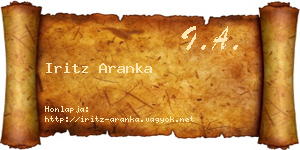 Iritz Aranka névjegykártya